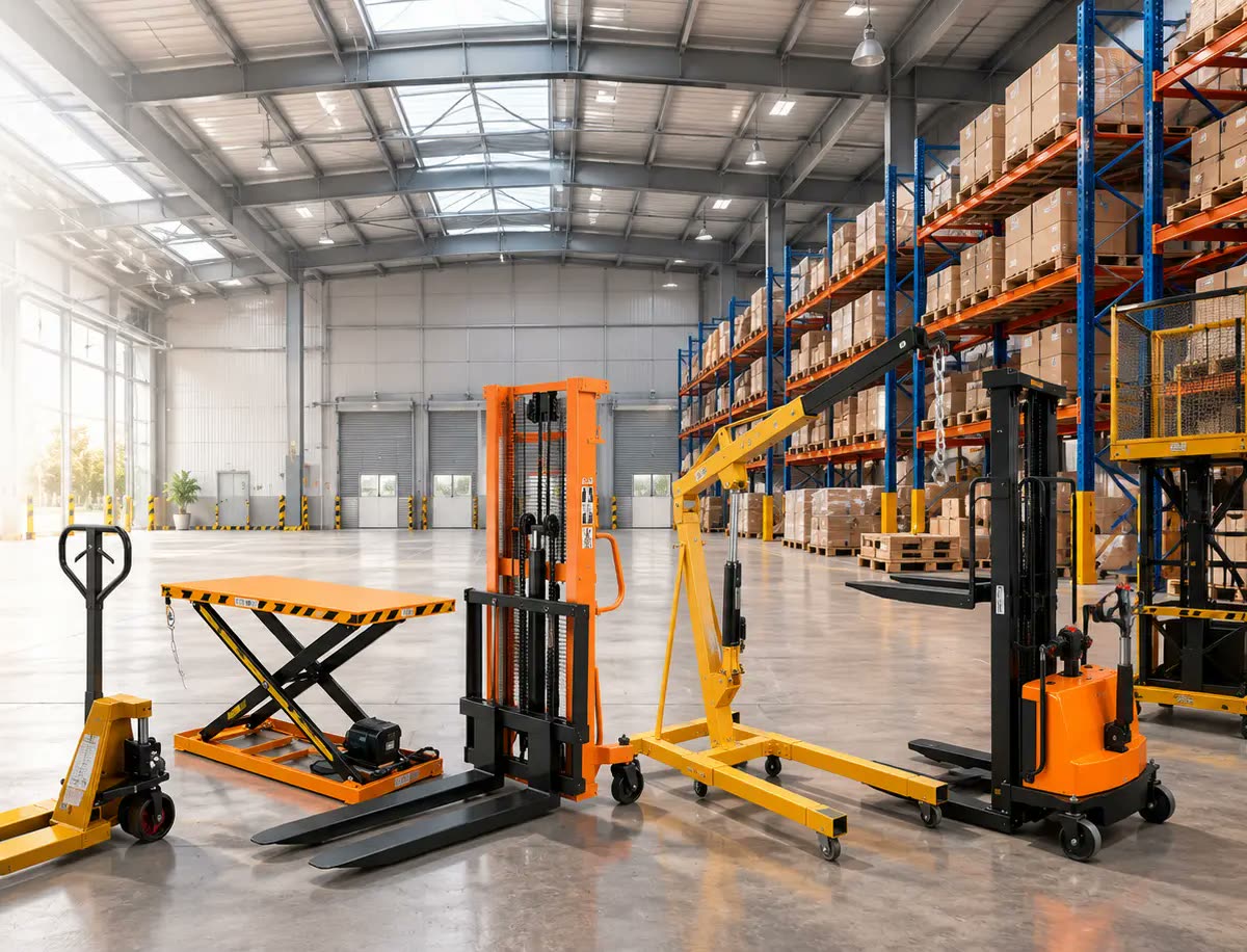Hydraulic lifts, stackers and floor cranes